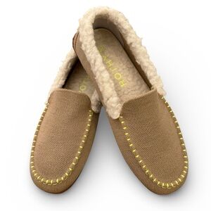Rothy's The Merino Wool Moccasin Slipper Soft Tan Sesame Sherpa Lining Size 8